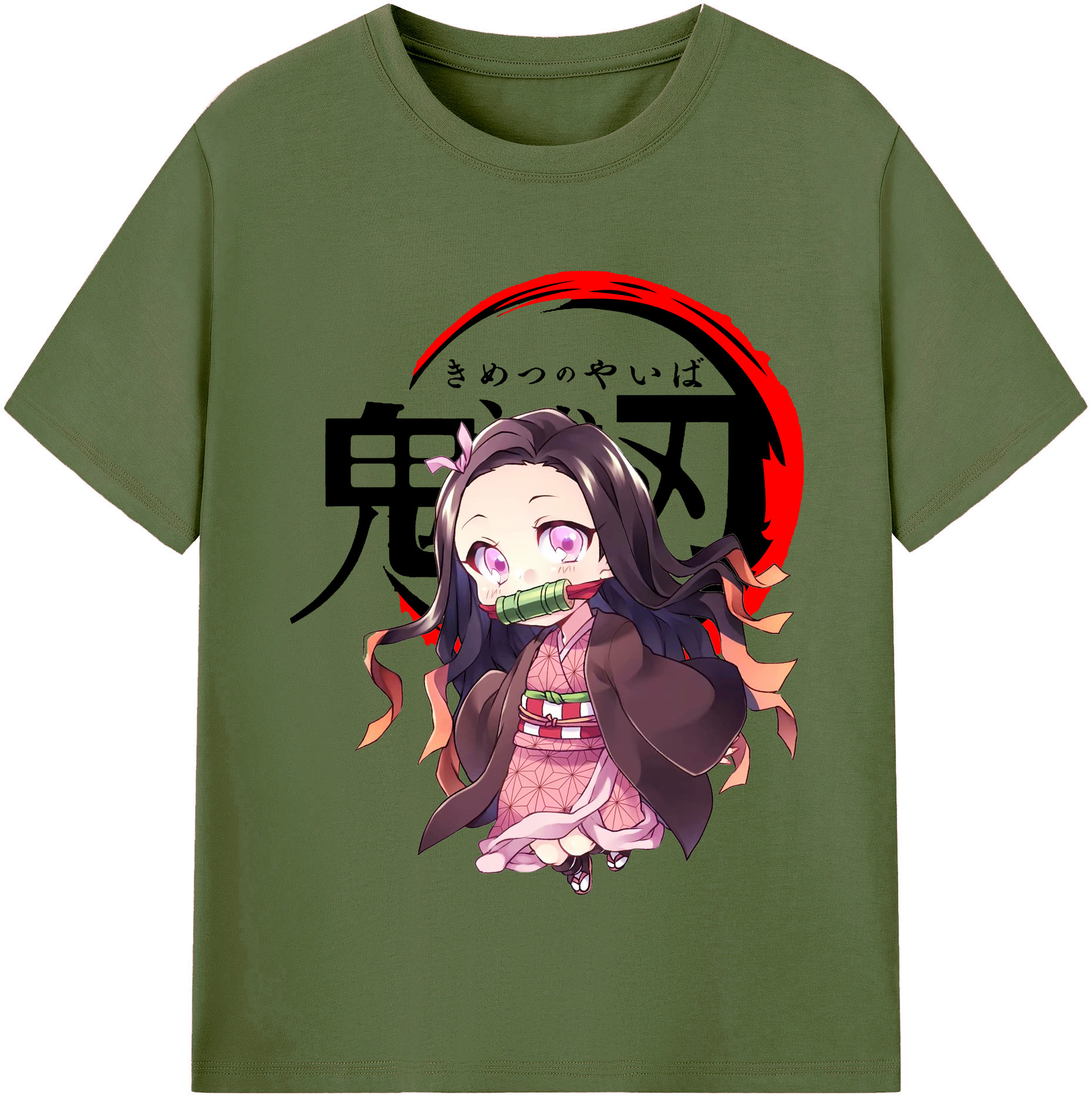 （画像用） 鬼滅の刃（きめつのやいば）竈門 禰󠄀豆子／かまど ねずこ Kamado Nezuko 綿100％半袖Tシャツ（フロントプリント）